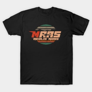 Mars Mount sharp Aeolis Mons logo badge blue sunset T-Shirt